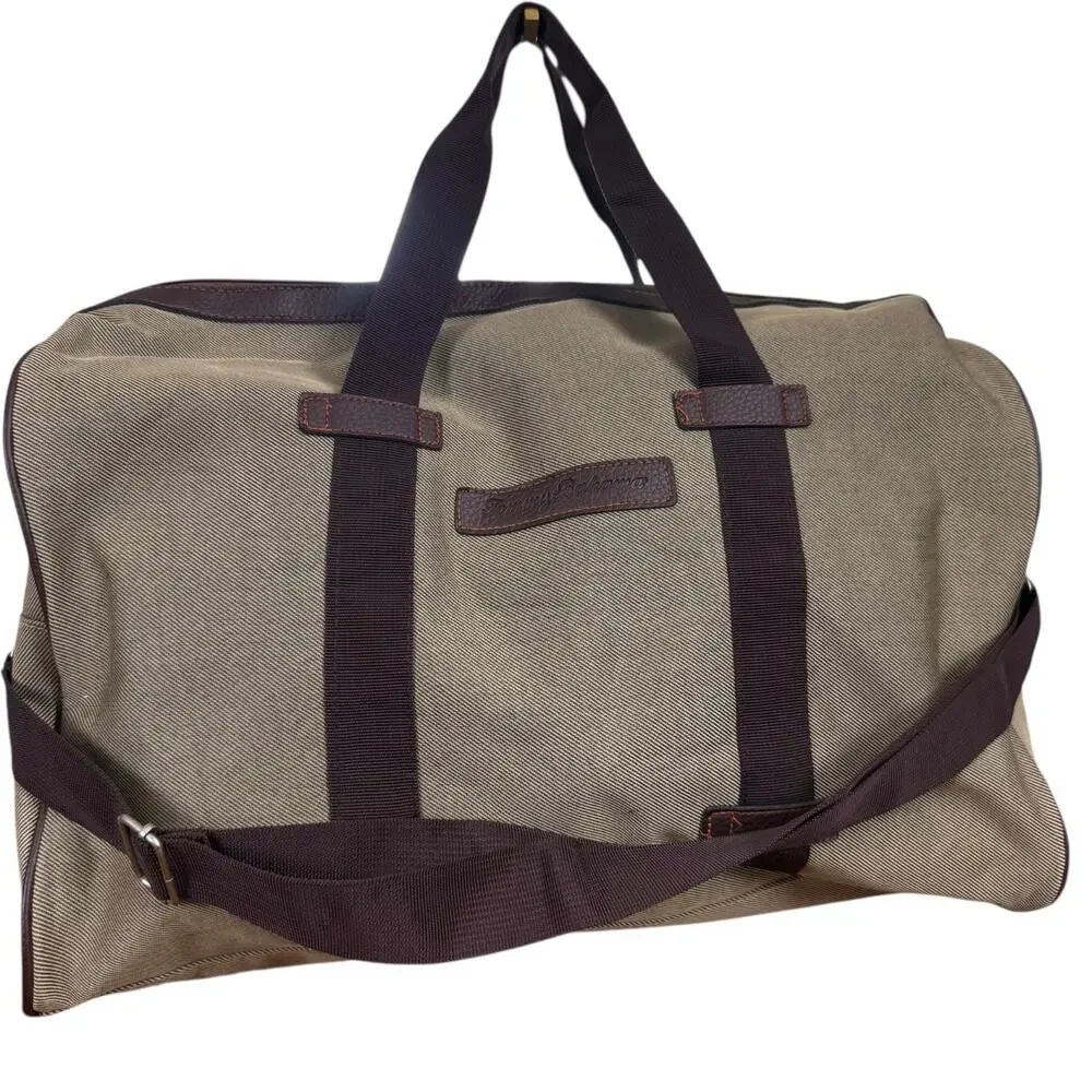Tommy Bahama Lightweight Travel Weekender Duffle Bag Crossbody Strap Beige